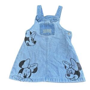 DISNEY Baby Girl Minnie Mouse Denim Overall Dress Size 12-18 Month